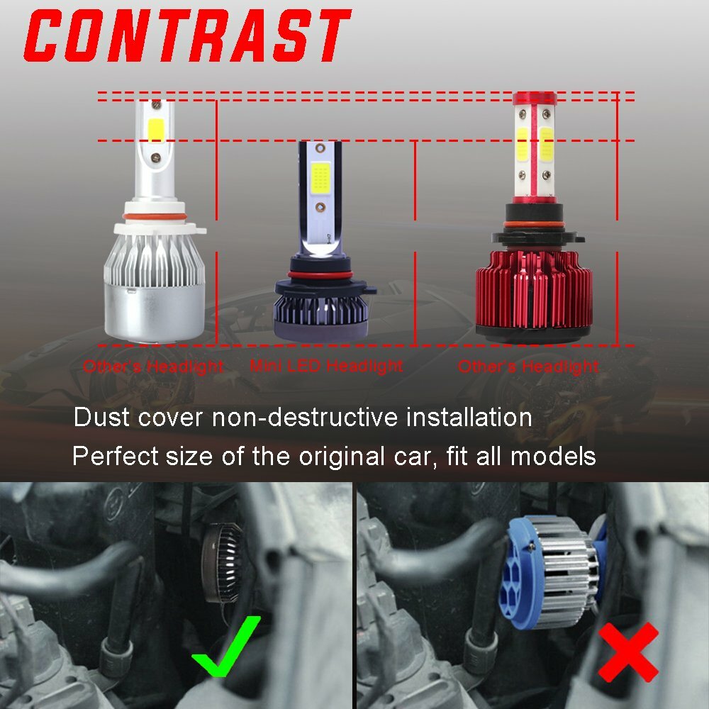 Mini LED Headlight Bulb Kit Low Beam Fog Light Lamp 9006 HB4 3000K Yellow 120W