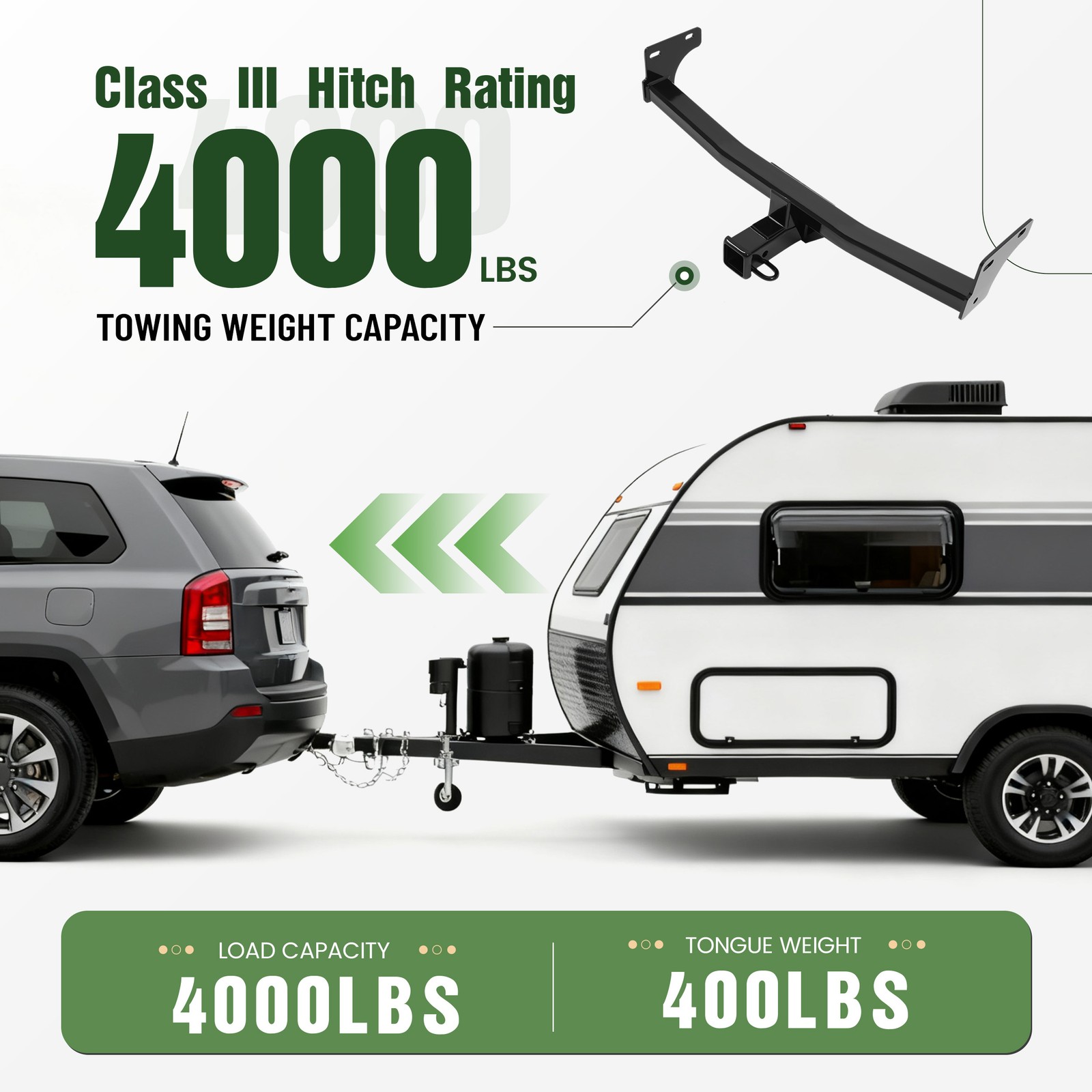 4000 LBS 2″ Receiver Class 3 Trailer Hitch Steel For Jeep Patriot Compass 11-17