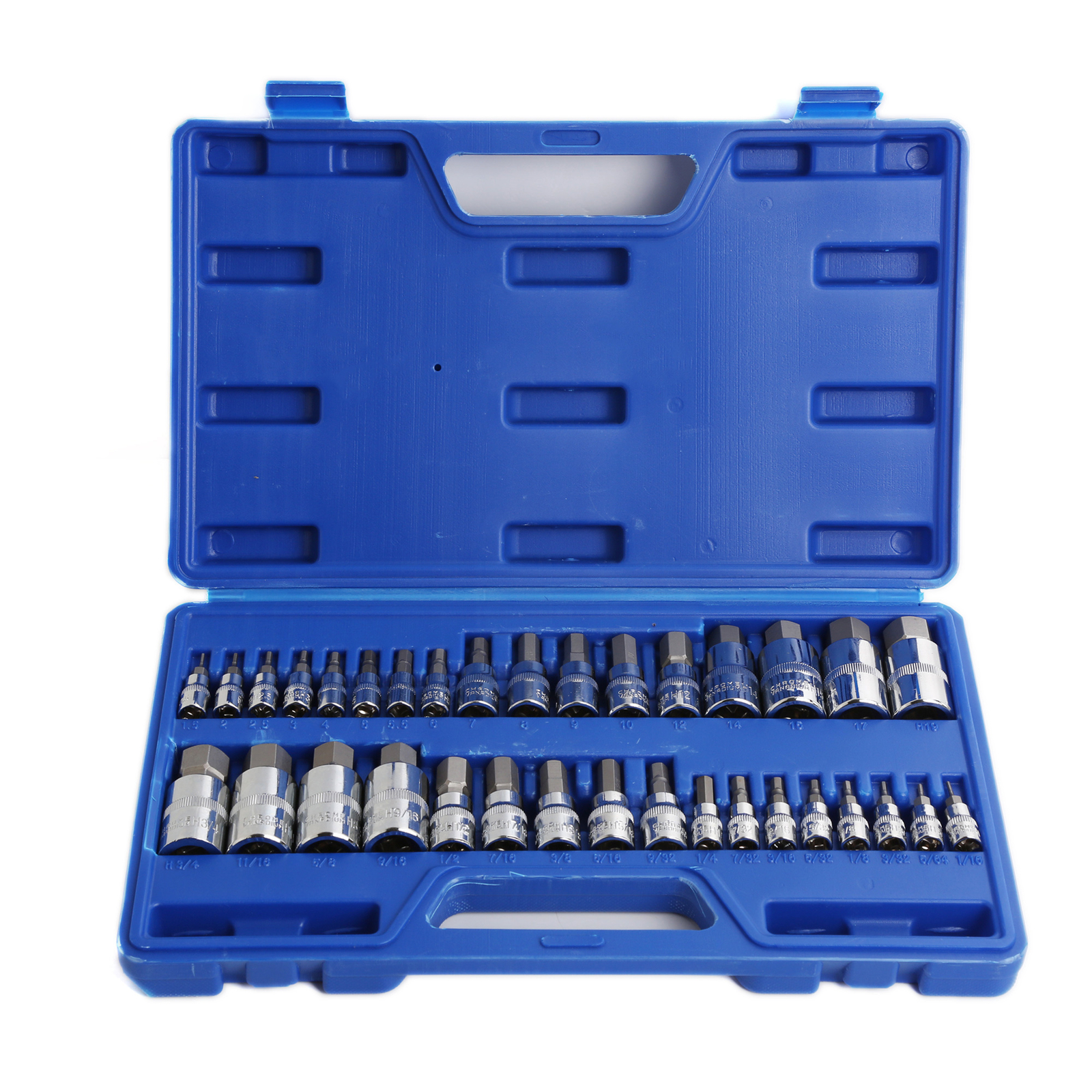 SAE & Metric Socket Set Standard Allen 1/4″ 3/8″ 1/2″ | Master Hex Bit Set 34pc