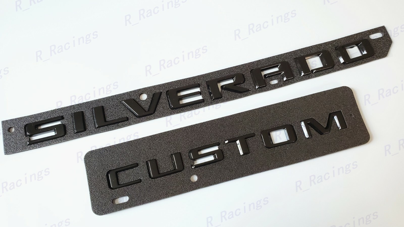 2PCS Tailgate Gloss Black Silverado Custom Emblem Letter Fit 2019-2022 Silverado