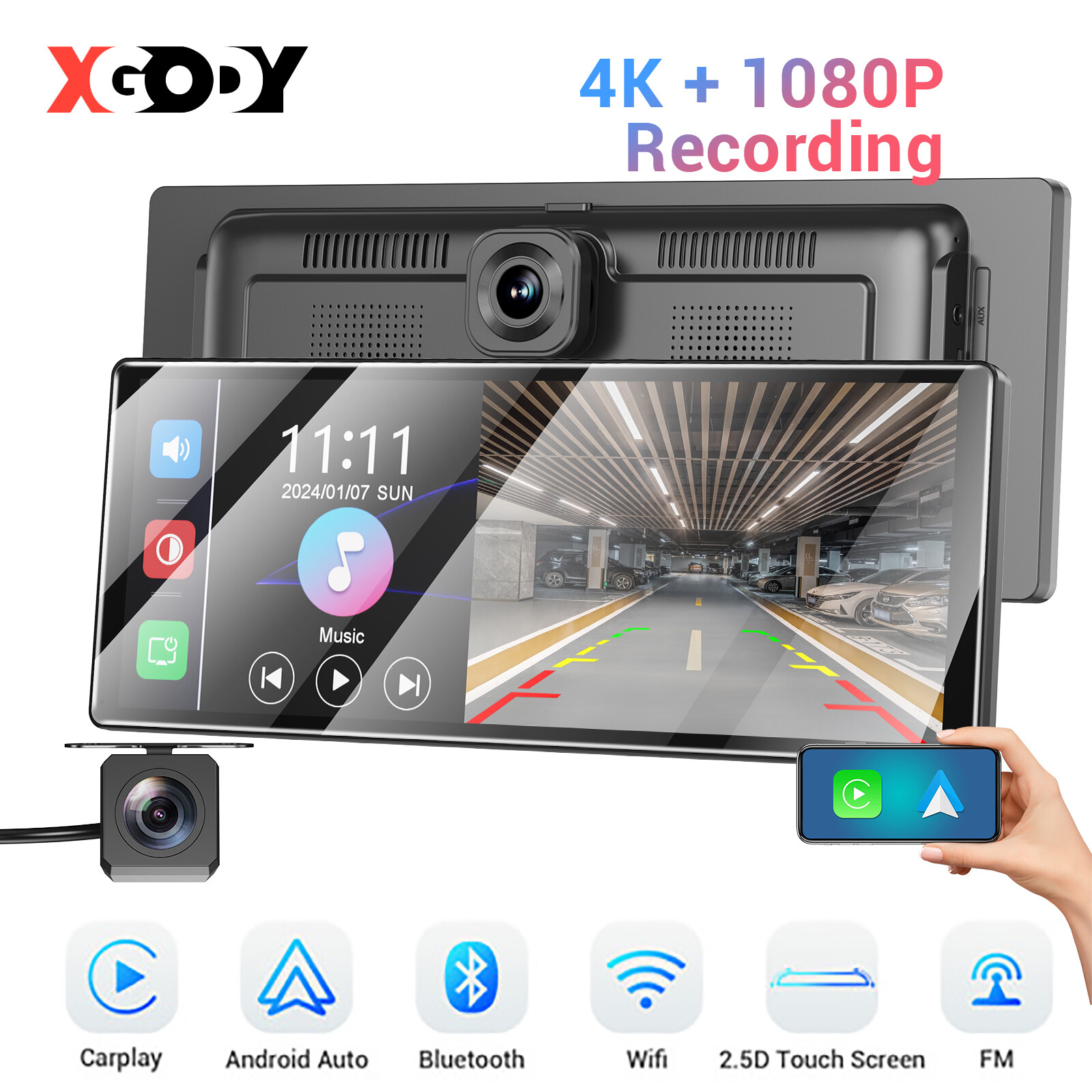11.3″ Car Radio Stereo Wireless Apple CarPlay/Android Auto Portable Touch Screen