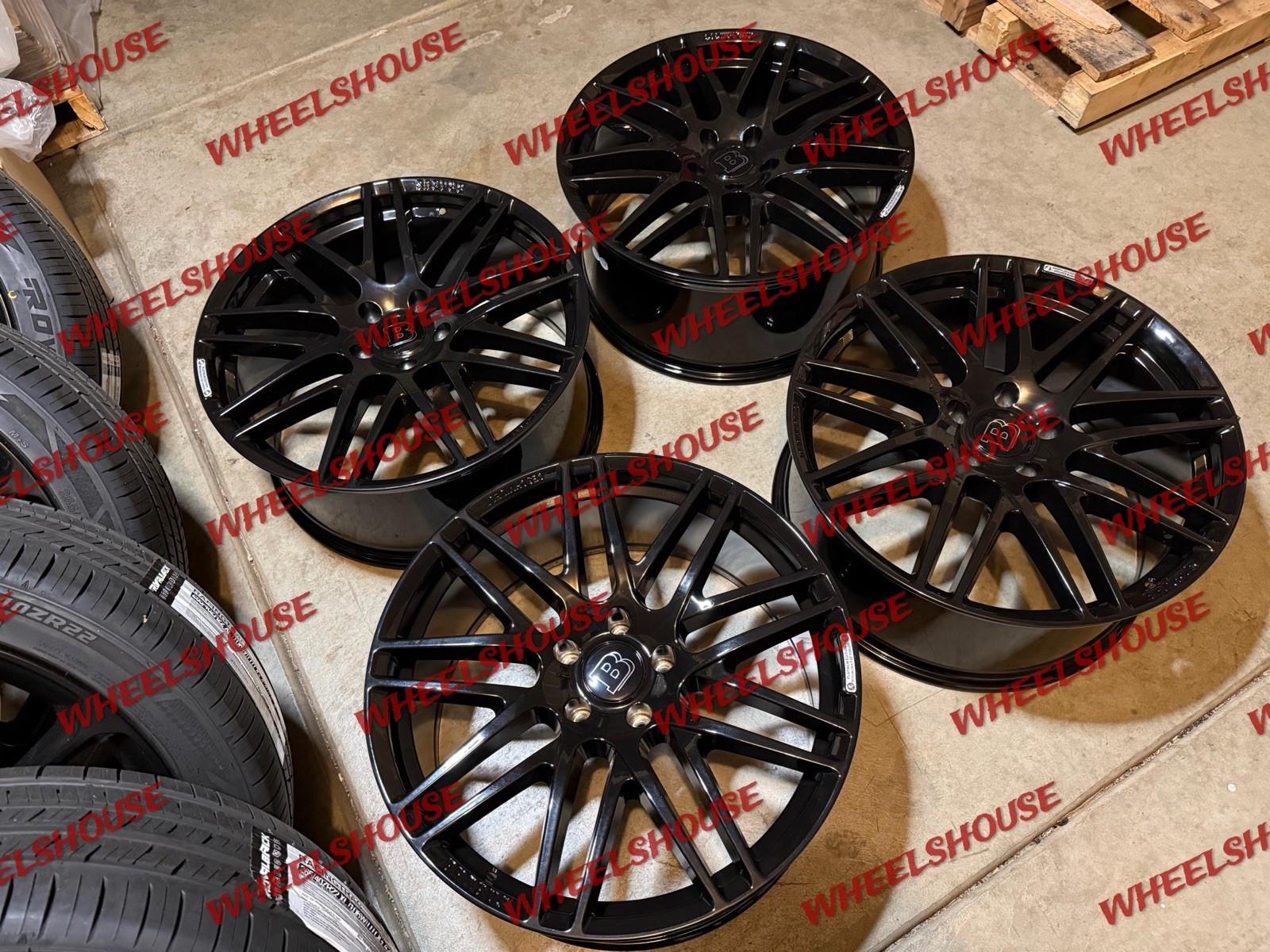 22×10 BRABUS WHEELS GLOSS BLACK RIMS 5×130 G WAGON G500 G550 G55 G63 FULL SET