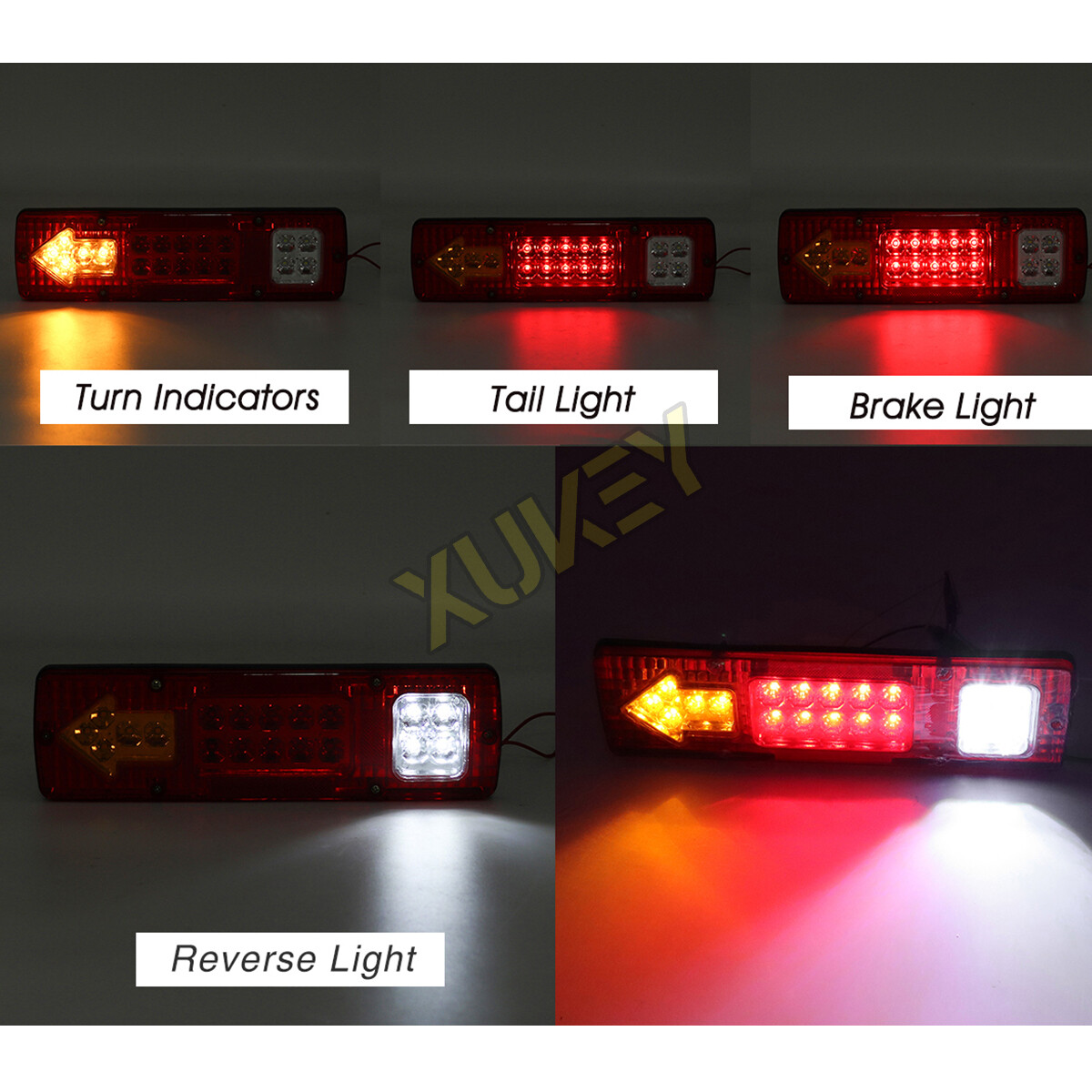 2x Rear Led Trailer Tail Lights Kit Boat Marker Truck Stop Turn Waterproof IP67