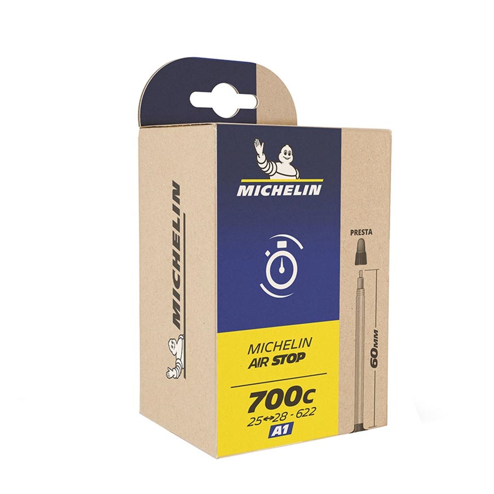Michelin – Bicycle Airstop Bike Tube, Presta, Length: 48mm – 700Cx33-46C 96971