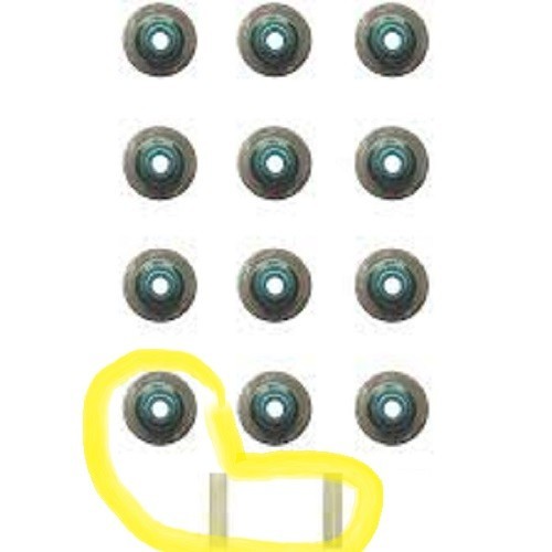 Fel-Pro SS 72842 VALVE STEM SEAL SET Open package missing parts circled