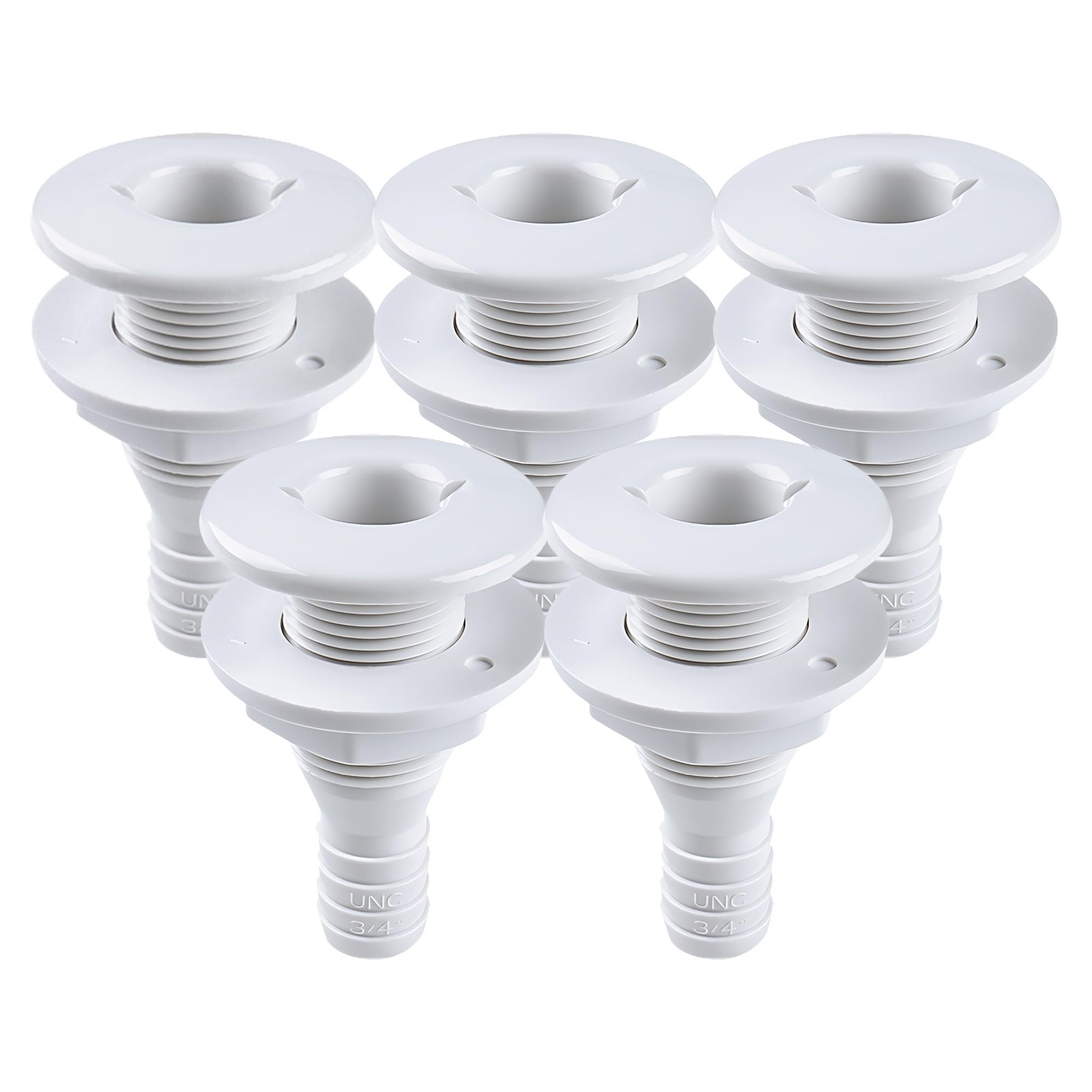 ¾” Thru Hull Fitting Marine Boat, Polypropylene, Plastic Drain Overflow Conne…