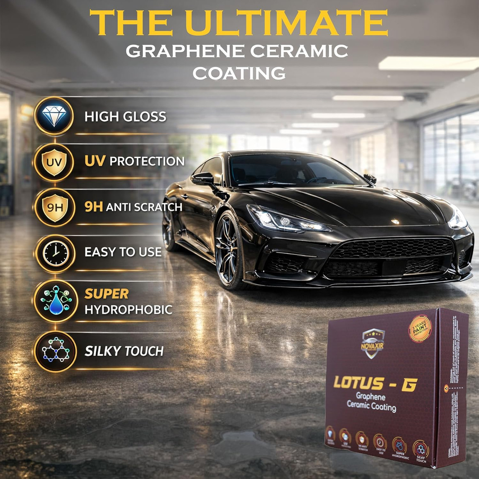Ceramic Coating Kit Graphene 9H Hardness UV Protectant High Gloss for Cars SUV