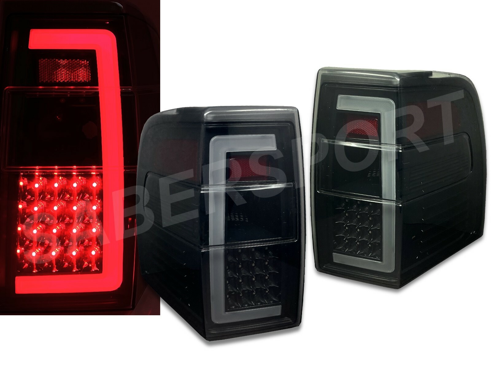 Set of Pair Black Smoke LED C-BAR Taillights for 2007-2017 Ford Expedition