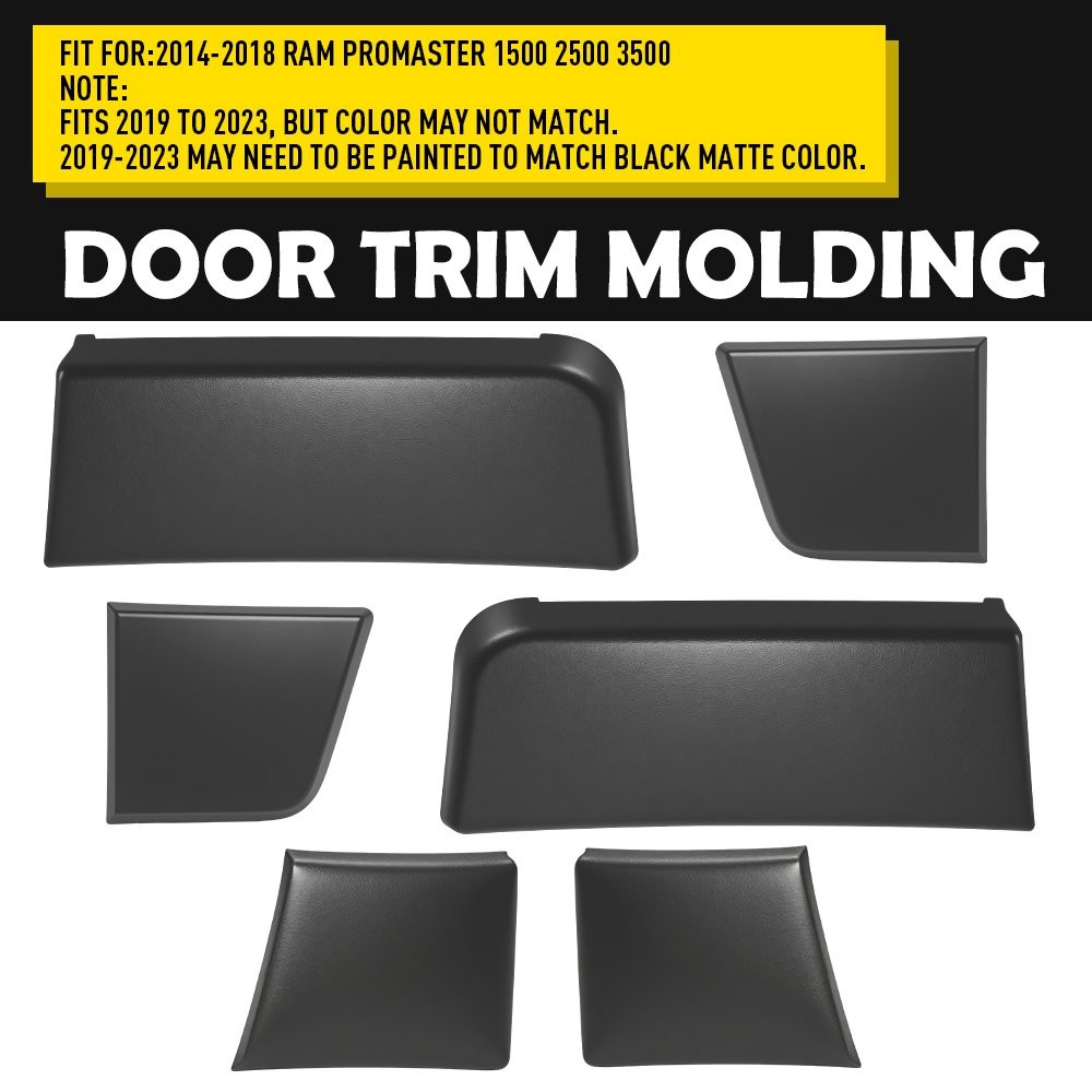 For 2014-2018 Ram ProMaster 6Pcs Front Rear Left Right Door Trim Molding Kit