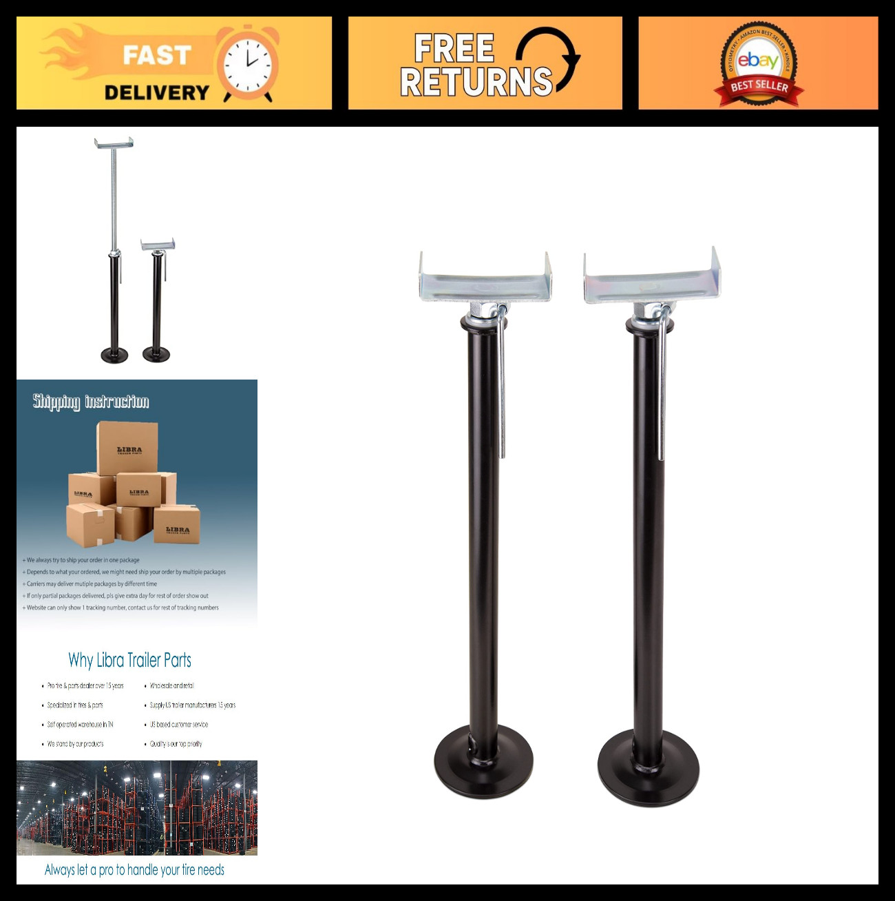 Heavy-Duty RV Slide Out Stabilizer Jacks 5000lbs Adjustable 16″-28″ Set of 2