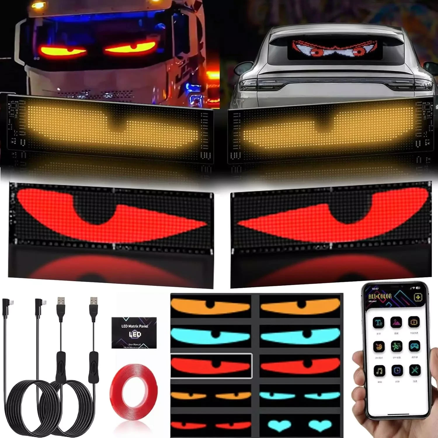 Truck-Specific Devil’s Eye LED-Screen Car Eye Light Truck Dynamic LED Light USA