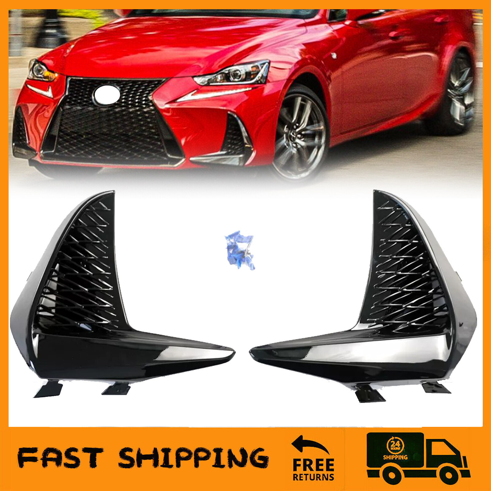 Pair For Lexus IS200t IS300 IS350 2017-2020 Bumper Grille Fog Light Lamp Cover