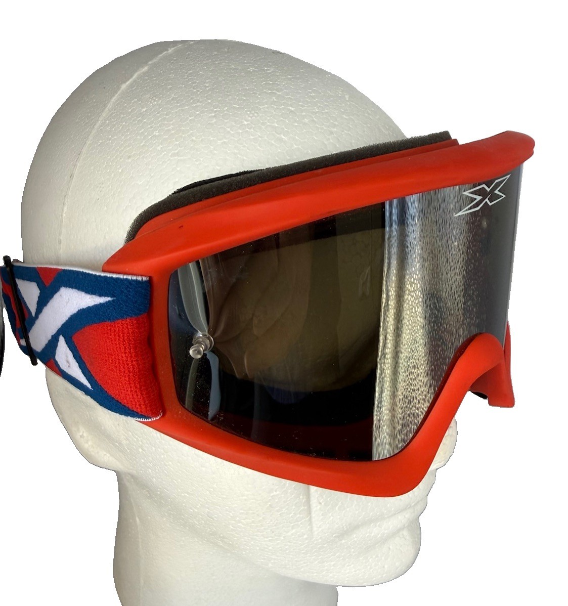 EKS Brand GoX Red/Blue/White Goggles Clear Lens MX ATV Offroad