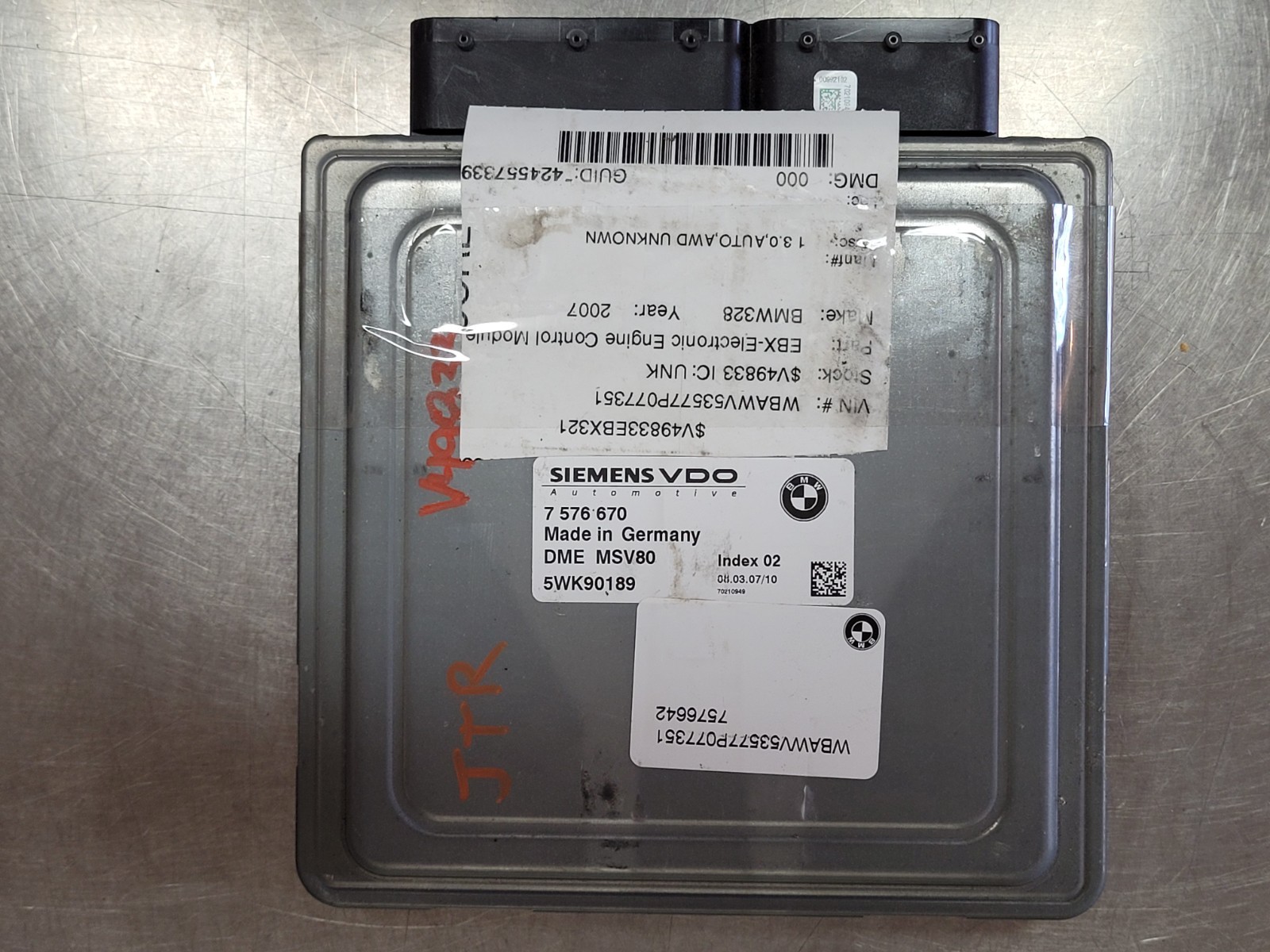 2007-2010 BMW 328i 323i Engine Control Module MSV80 Type ECM ECU OEM 7576670 *J
