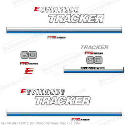 Fits Evinrude 1991 1992 1993 1994 Tracker 60hp Decal Kit – Blue