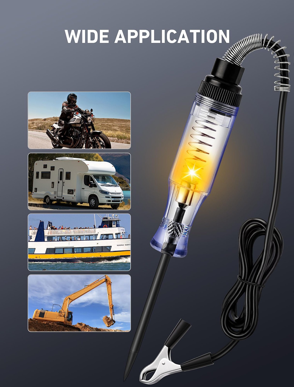 Test Light Automotive, Circuit Tester 6V-12V-24V DC Car small, black