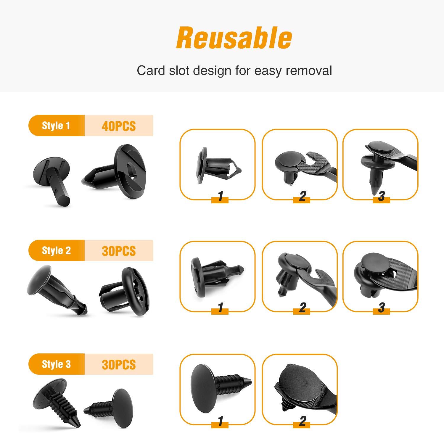 200PCS Bumper Retainer Clips Auto Car Plastic Push Rivets Fastener Fender