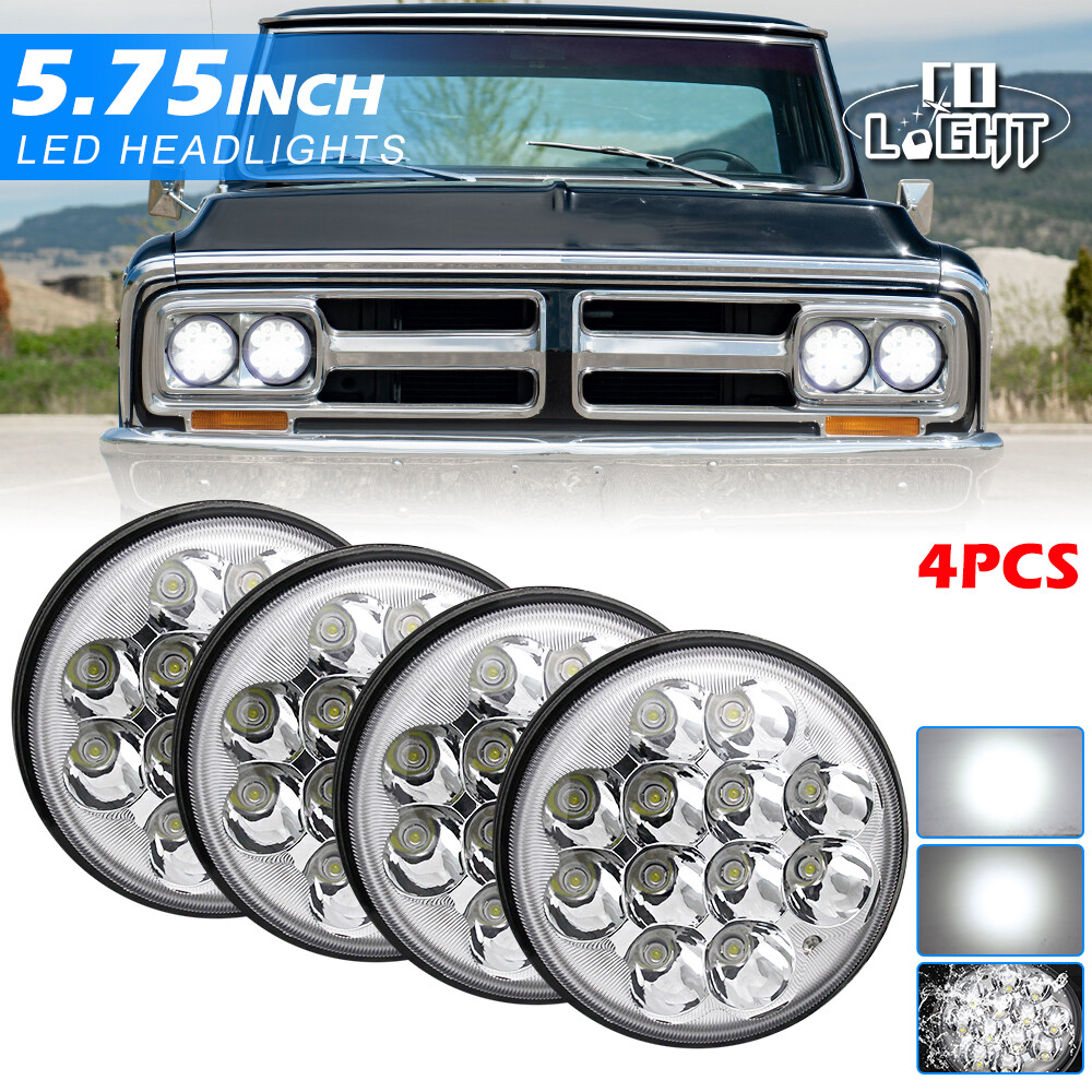 4PCS 5.75″ 5-3/4″ Round Led Headlights for GMC C15/C1500 Pickup C2500 Suburban