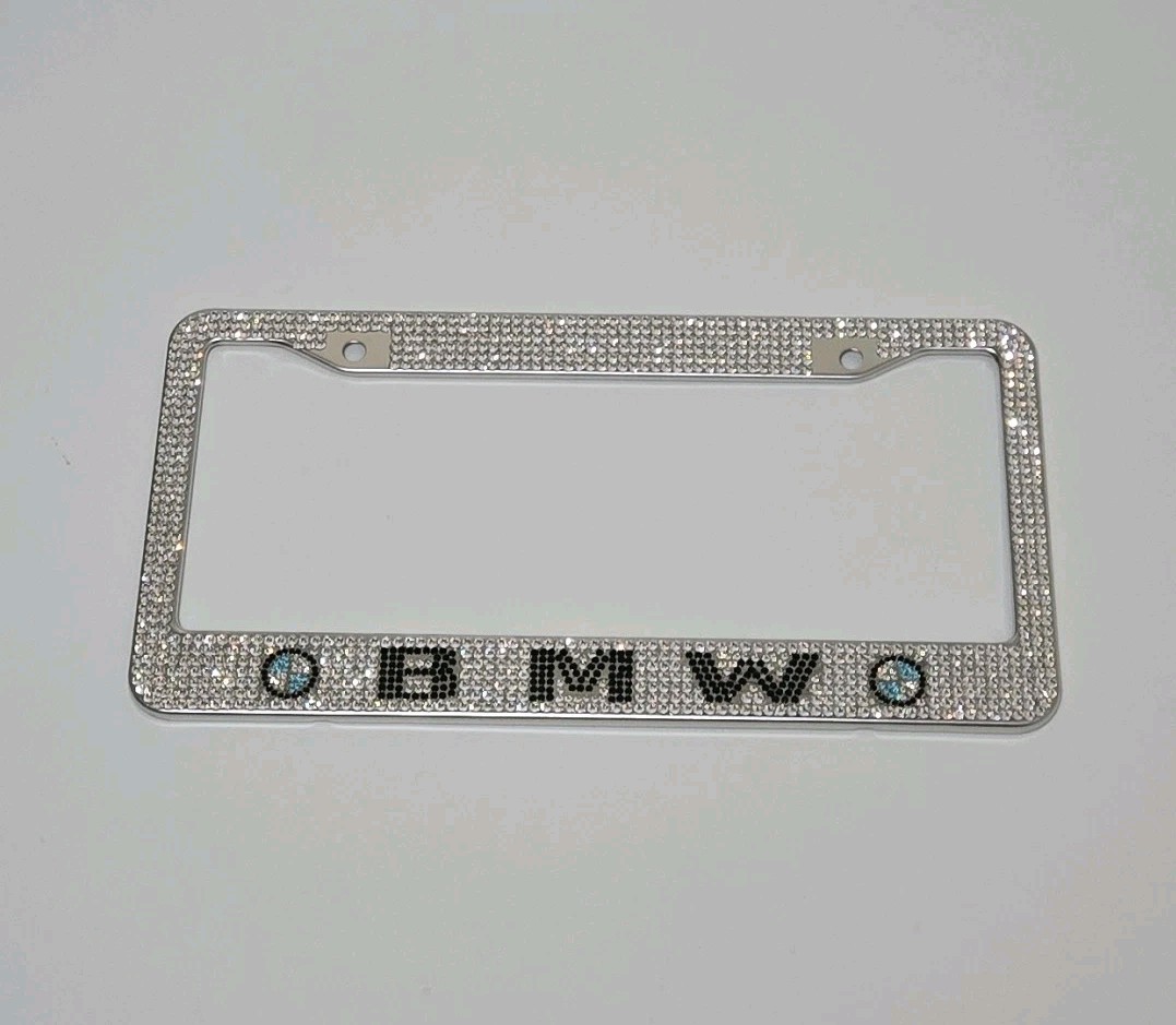 Bling -BMW- License Plate Frame Custom Diamond Rhinestone Metal Base