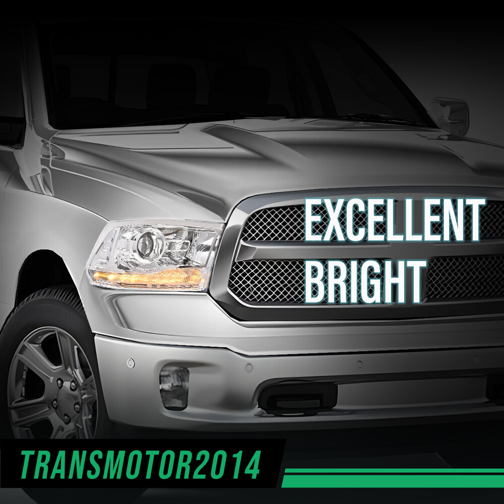 LED DRL Projector Headlights W/ Harness Fit For 09-18 Ram 1500 2500 3500 Chrome