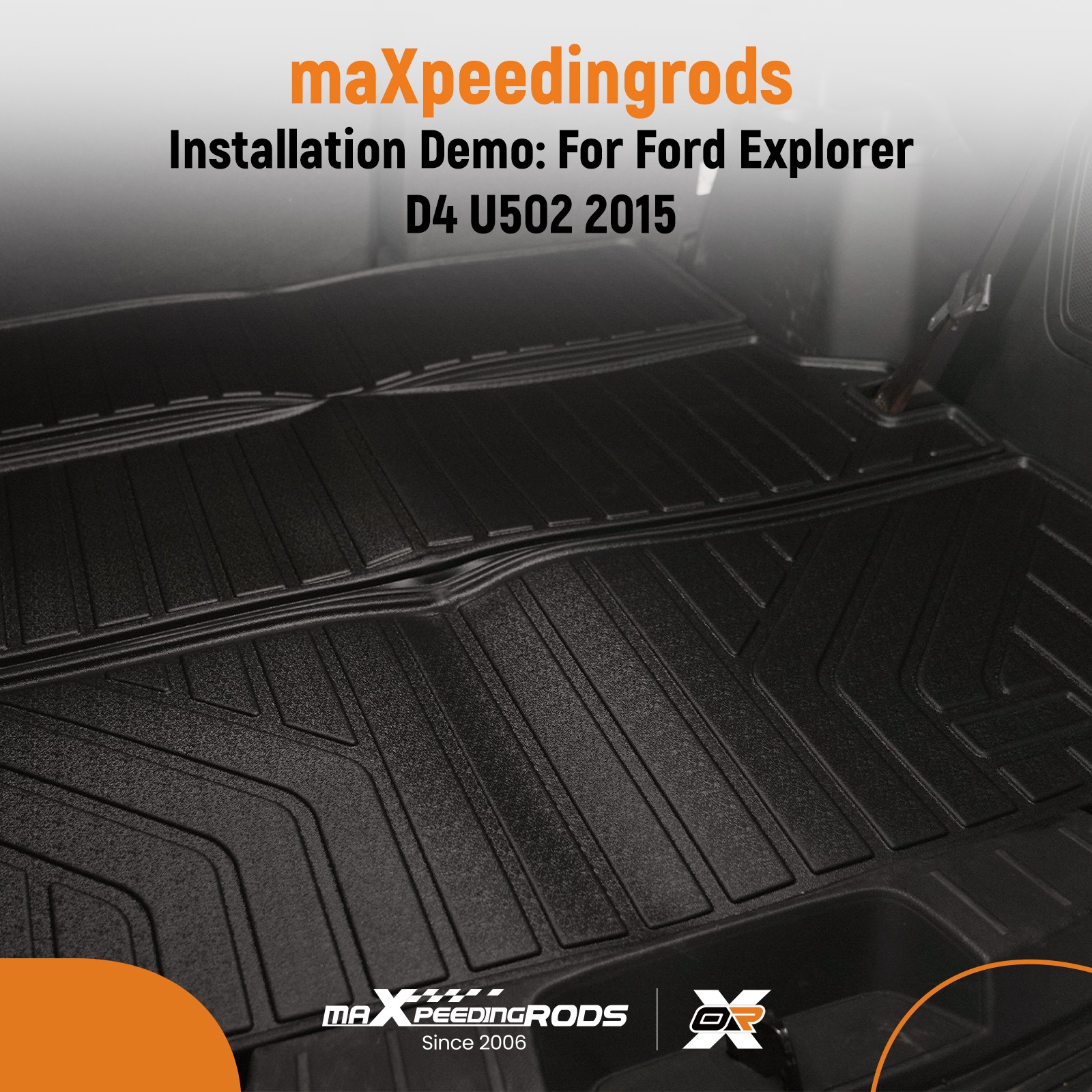 Black TPE Trunk Mat for Ford Explorer 2011-2019 Cargo Liner All Weather Cover
