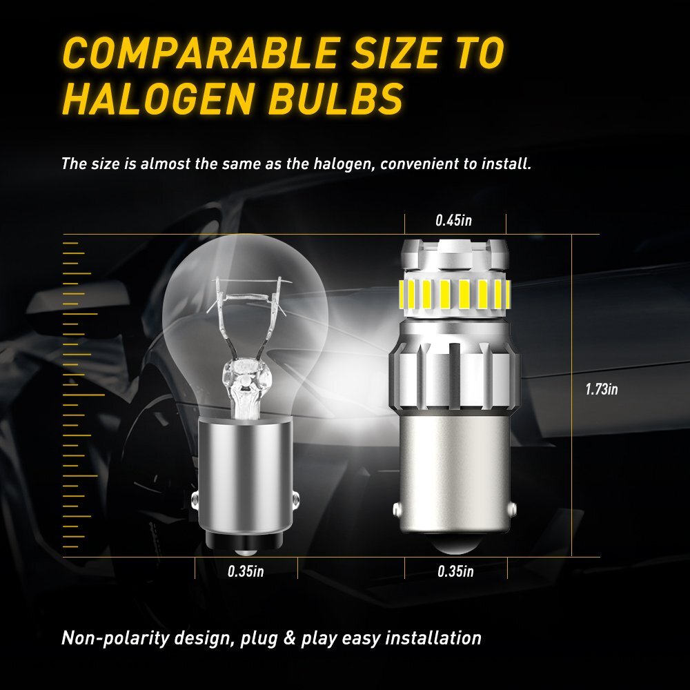 1156 7506 BA15S LED Reverse Backup Light Bulbs Super Bright 6500K White 2800LM