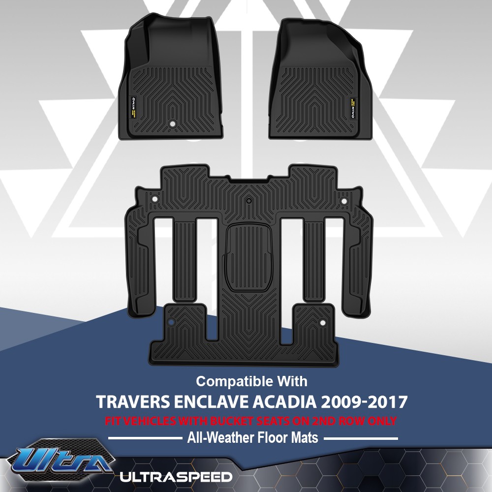 TPE Floor Mats 3 Row Liner Fit For 2009-2017 Traverse Enclave Acadia All Weather