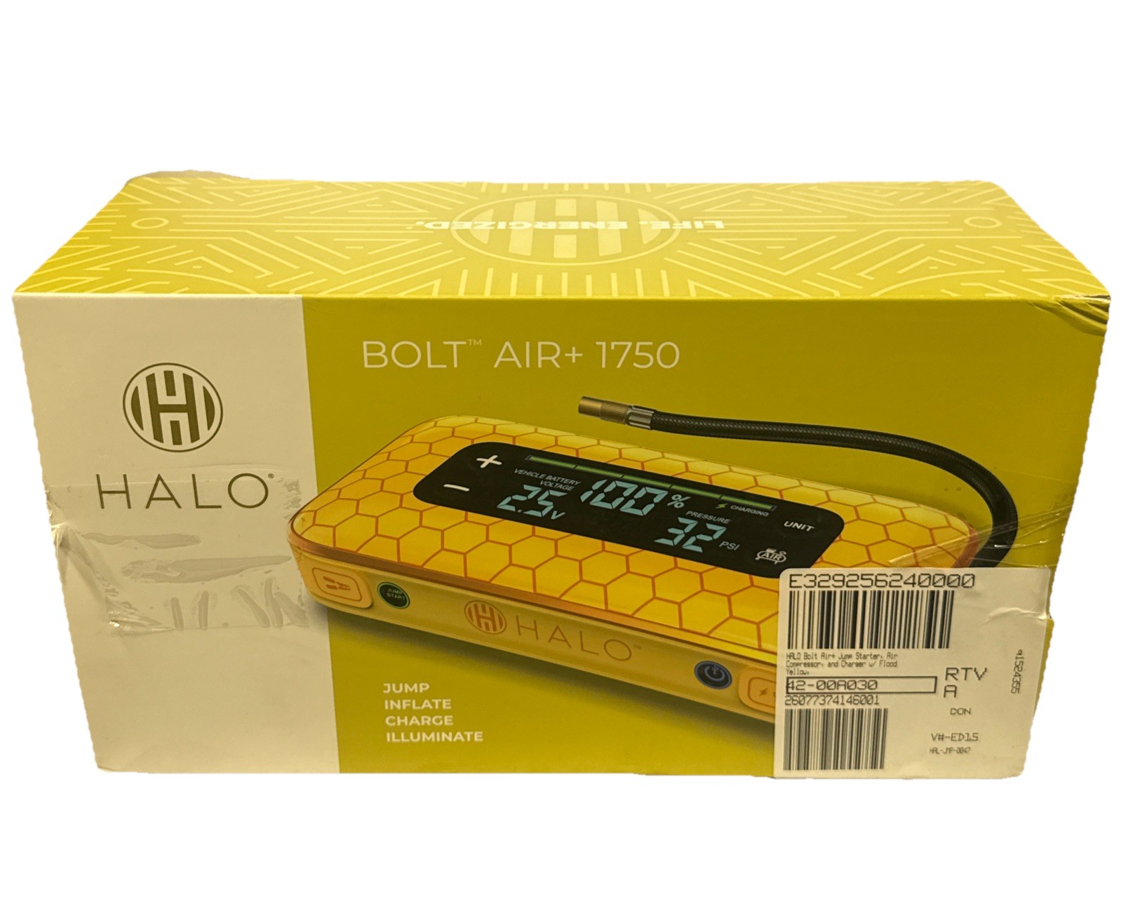 HALO Bolt Air+ 1750 Portable Car Battery Jump Starter (Yellow)