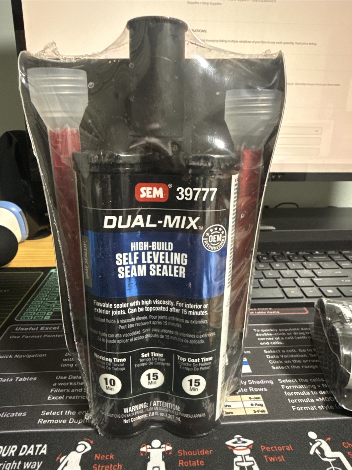 SEM 39777 Dual-Mix™ High Build Self-Leveling Seam Sealer, 7 Oz Cartridge