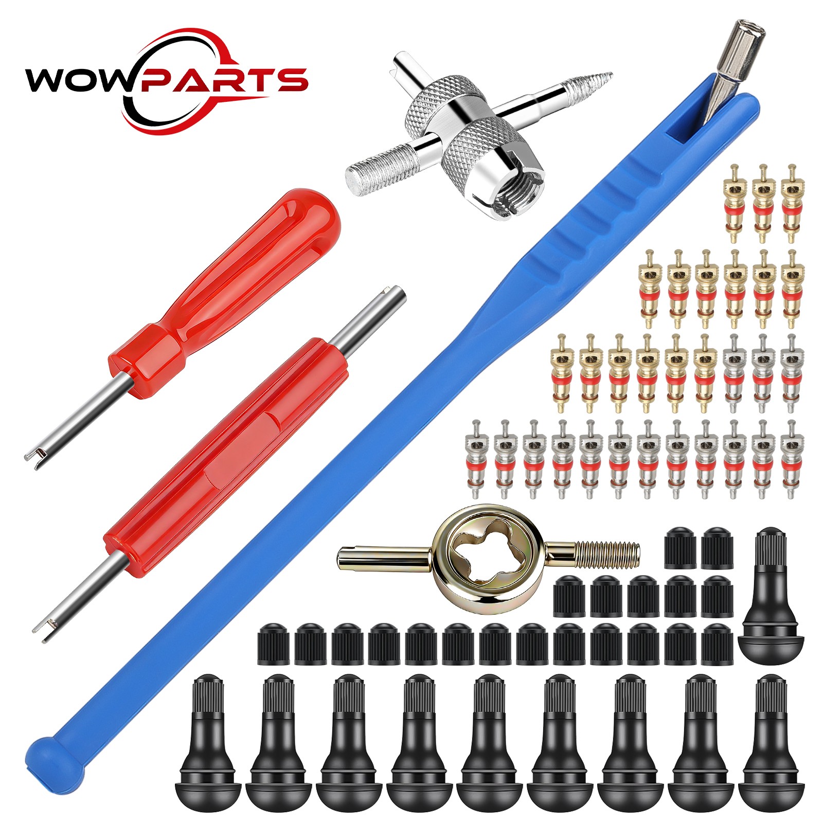 65pcs Car Tire Valve Stem Installation Repair Tool w/ Puller Wrench Core Remover