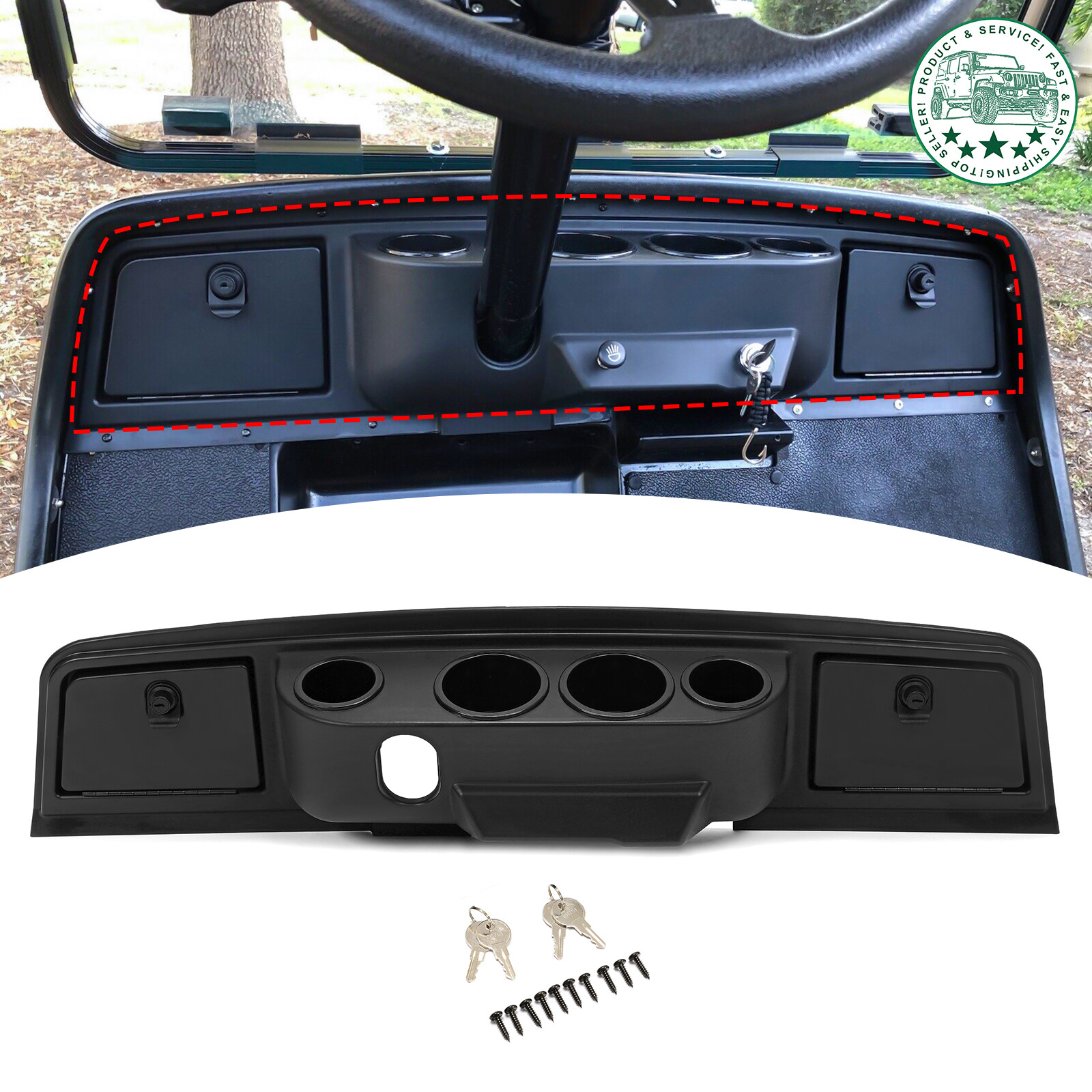 Dash Kit For 1995-2007 Golf Cart Yamaha G14 G16 G19 G22 Gas/Electric Black