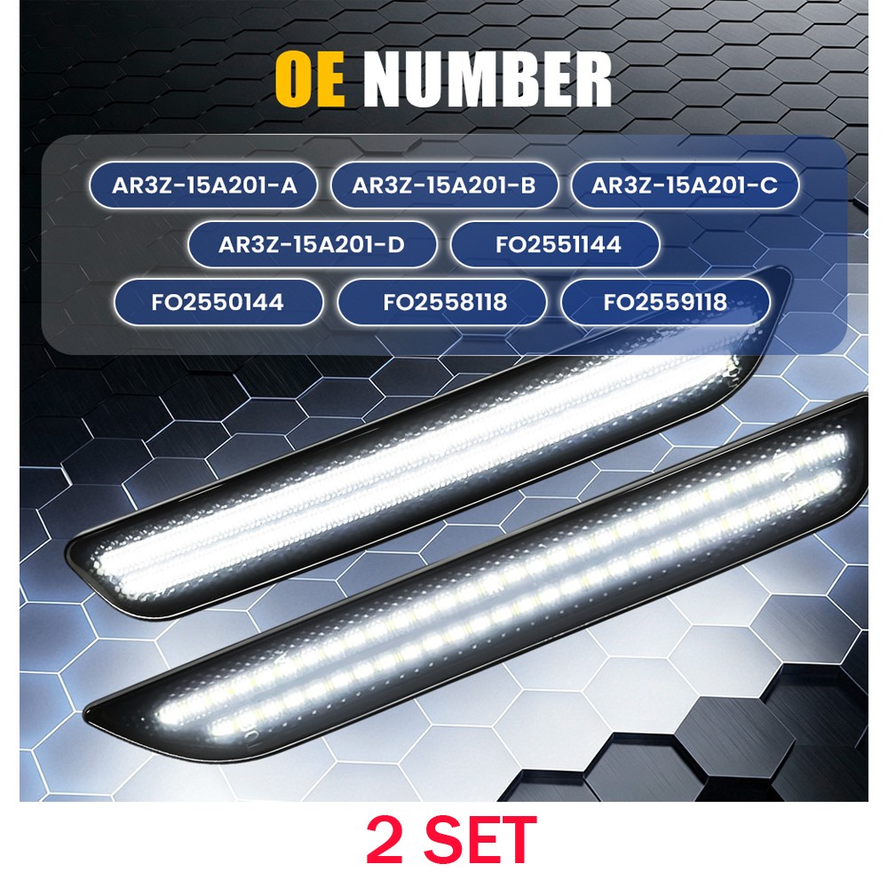 LED Side Marker Scanning White Lights 8PCS Fit For Ford Mustang 2010-2014 Smoked