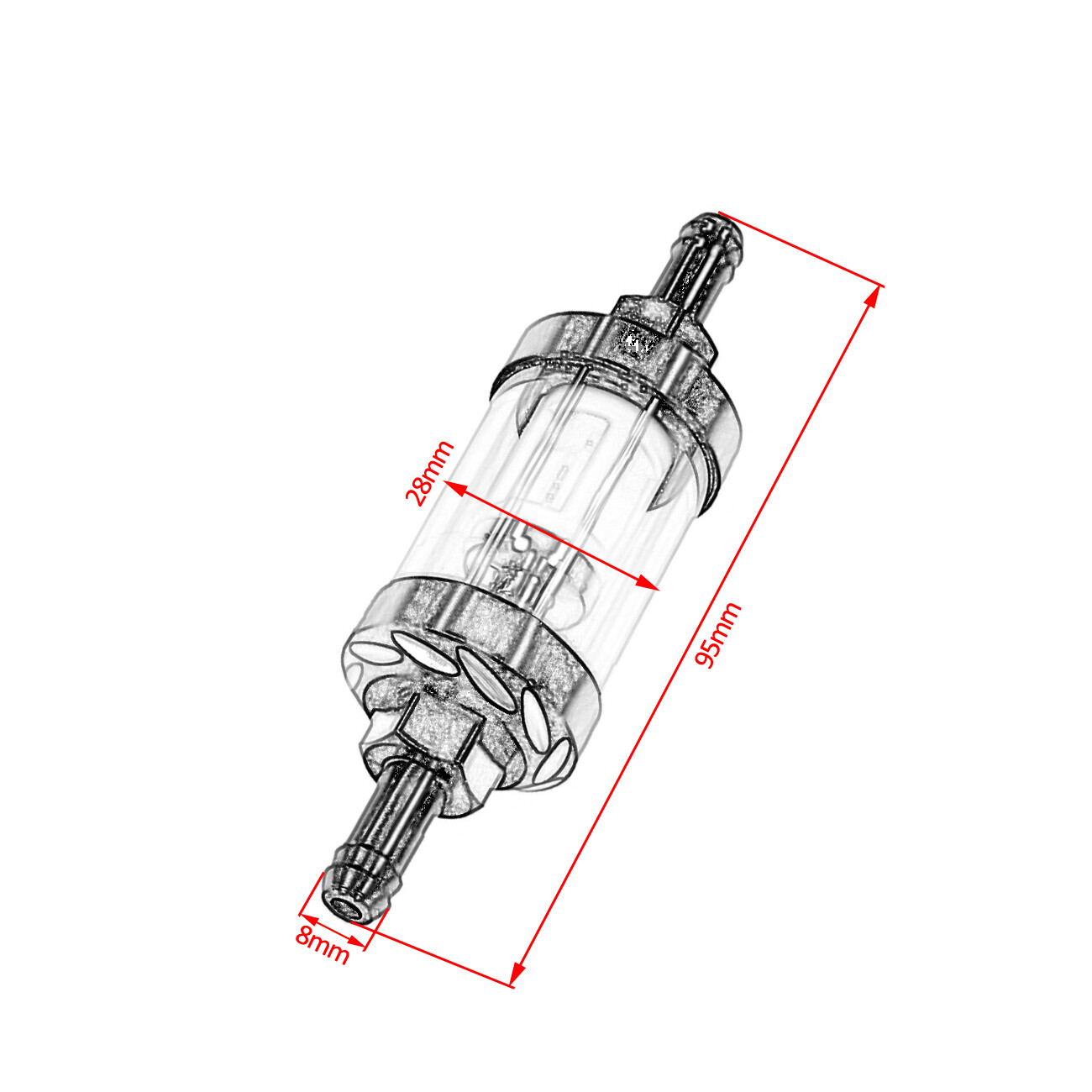 Black Universal 8mm 5/16″Inline Reusable Motorcycle Fuel Filter Gas Washable