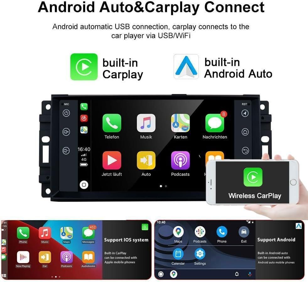 7″ Para 2007-2012 Dodge Nitro Android 14.0 GPS Apple Carplay Stereo Radio