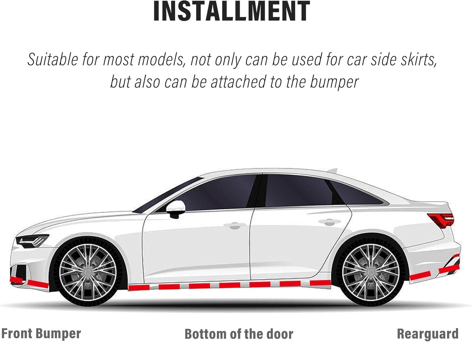 13.12ft x1.96″ For Hyundai Rubber Skirt Rocker Panel Trim Bumper Protector Strip