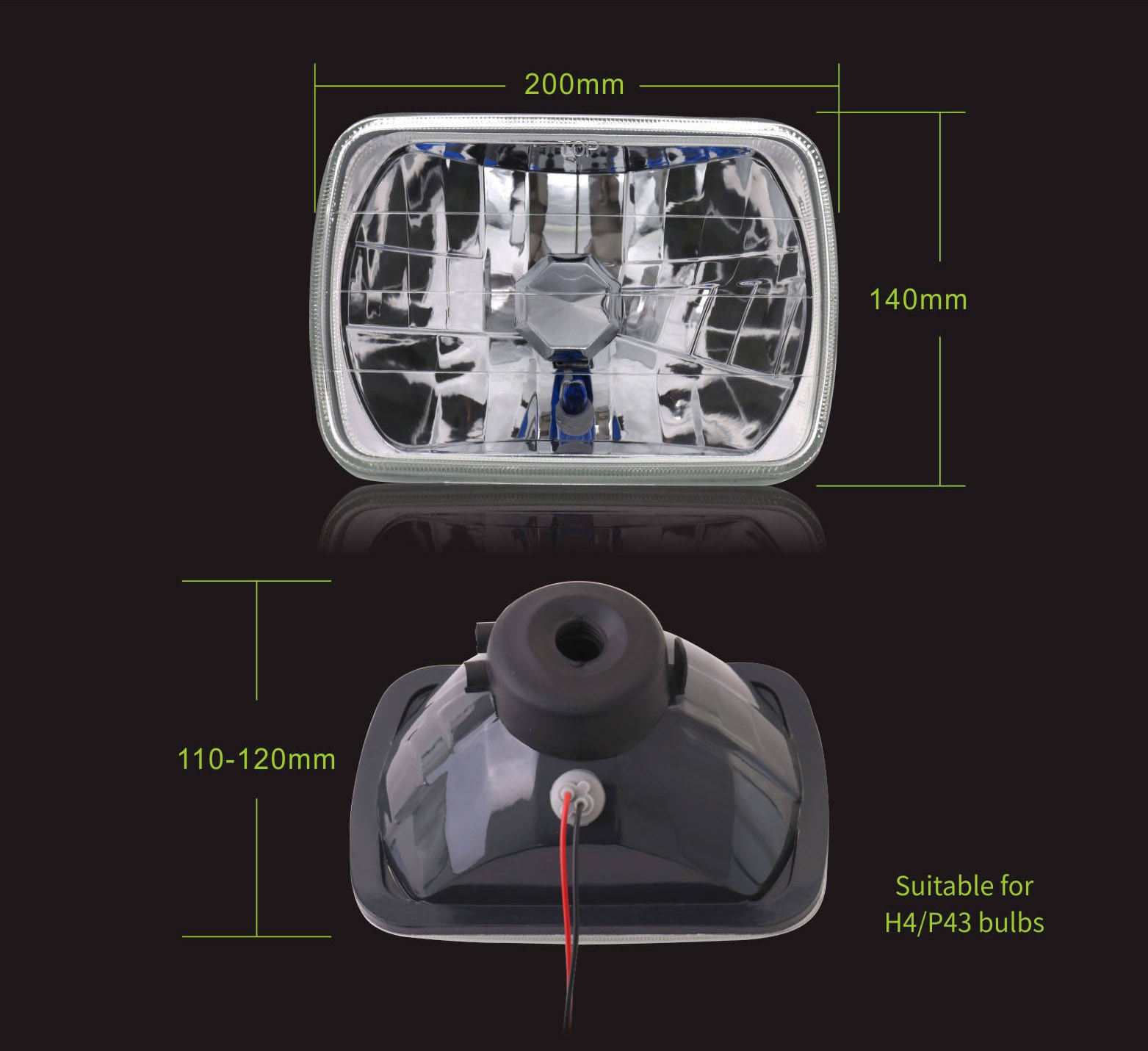 For Ford E-150 E-250 E-350 Econoline Pair 5×7 7×6″ LED High Low Beam Headlights
