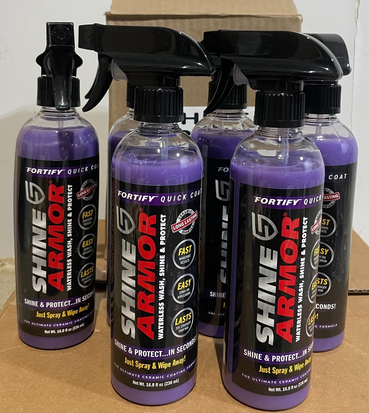 6 PACKS SHINE ARMOR Ceramic Coating Fortify Quick Coat Car Wax Polish Spray-16oz