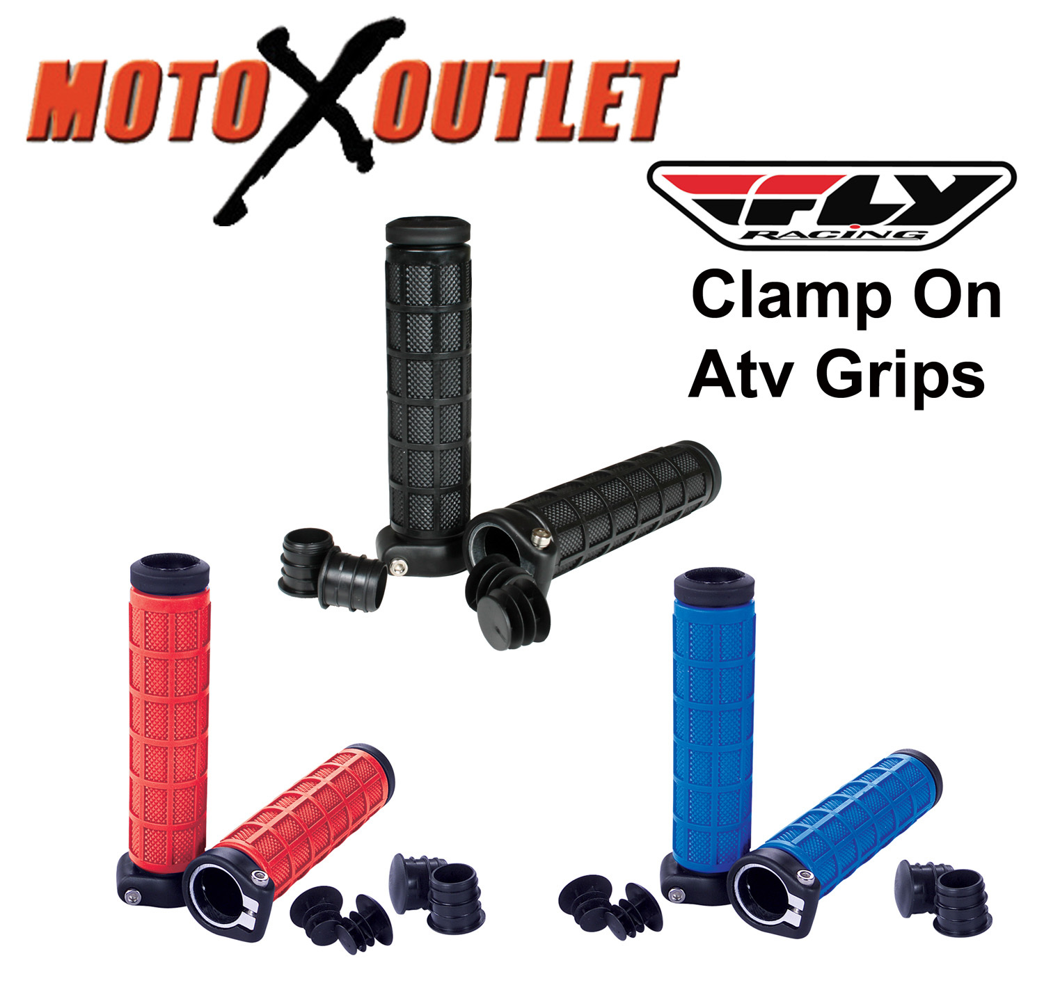 Fly Racing Clamp On Atv Hand Grips Handlebar Thumb Throttle Quad Grip Lock BMX