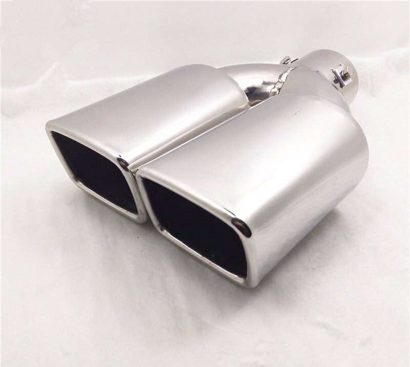 1PC Car Exhaust Muffler Tip Dual Square Tail Pipe Stainless Chrome 2.5″ Inlet US