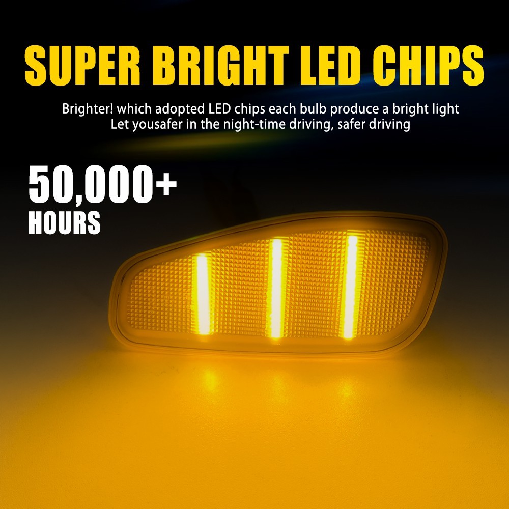 For Jeep Renegade 2015 2016 17 18 Amber LED Front Fender Side Marker Lights 2-20