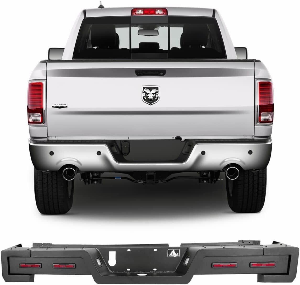 Textured Black Rear Bumper For 2009-2018 Dodge Ram 1500 Powder Coated Steel