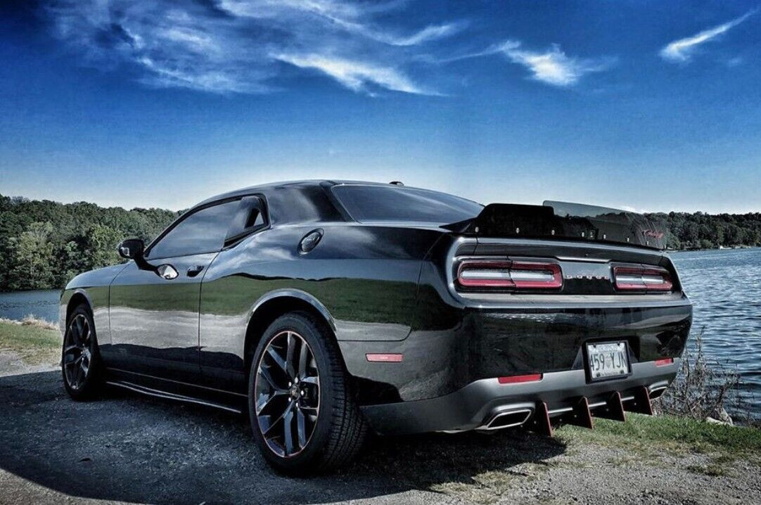 PSDesigns 2PC Wickerbill fits 2015+ Dodge Challenger Spoiler w BACKUP CAM