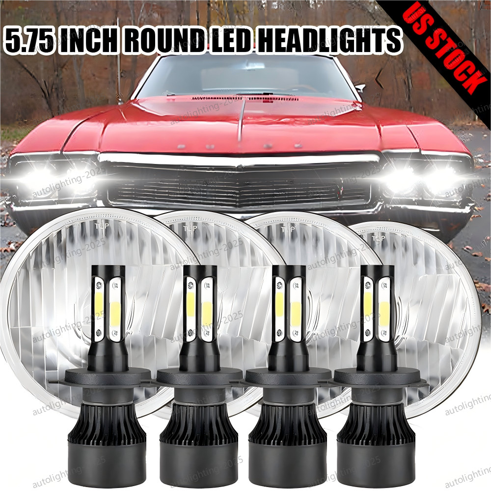 4pcs 5.75″ LED Headlights Hi-Lo 6500K White for buick Electra LeSabre Skylark