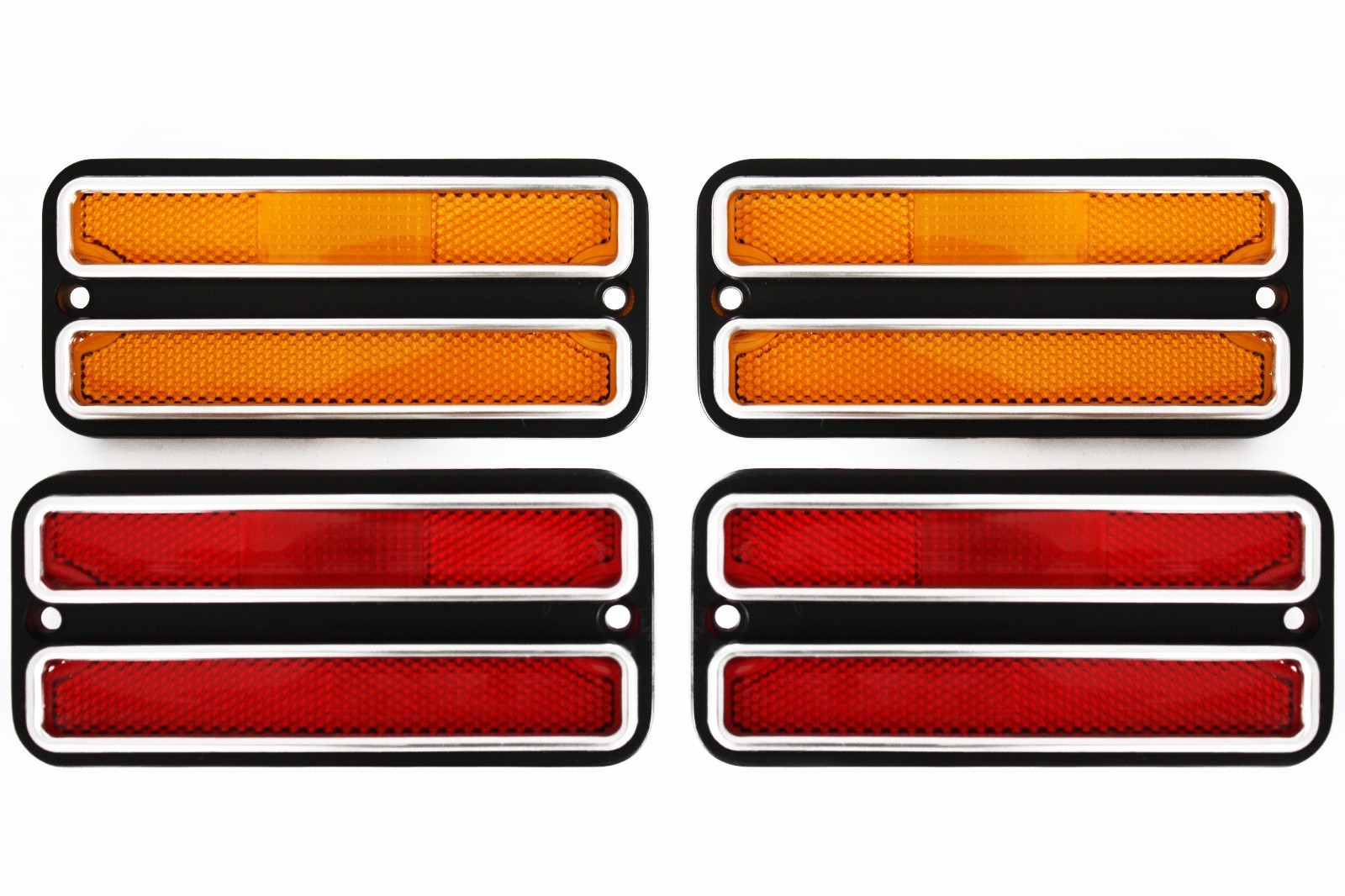 (4) 68-72 Chevy GMC Truck Front Amber & Rear Red Side Marker Light Lamps Set