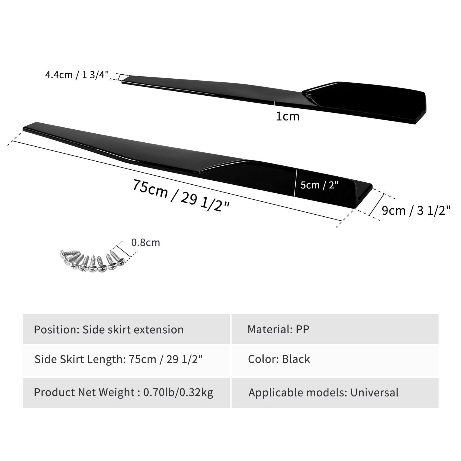For Dodge Grand Caravan 99-20 Front Bumper Lip Splitter Spoiler Glossy Black Kit
