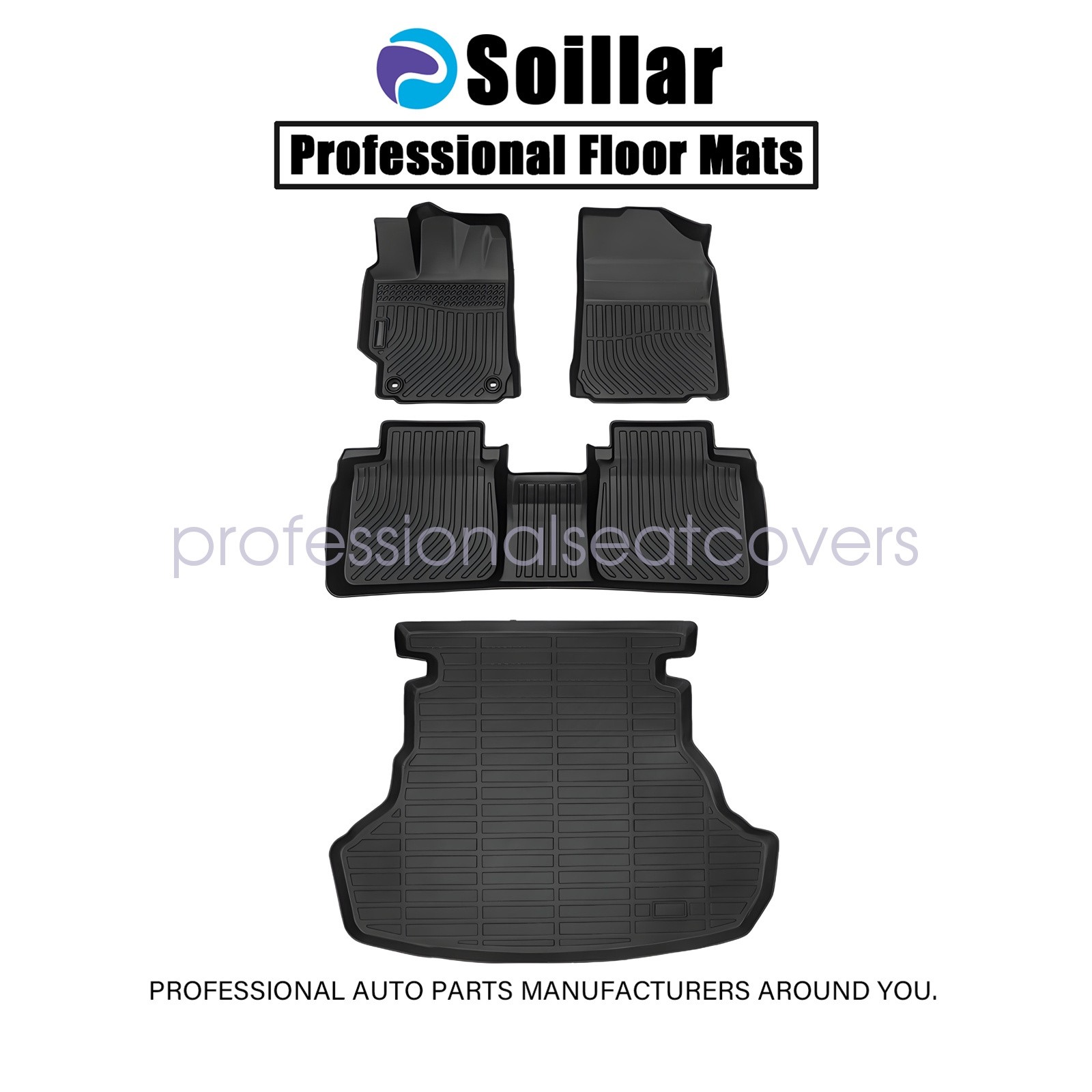 For 2012-2017 Toyota Camry Floor Mats & Cargo Trunk Liner TPE All-Weather Black