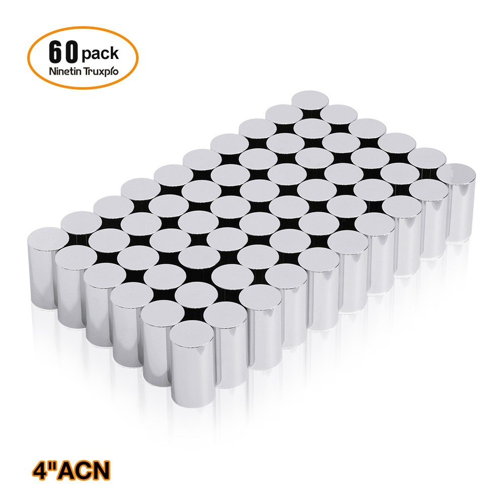 60PCS Cylinder Lug Nut Covers 33mm Thread-on Chrome ABS Plastic for Semi Trucks