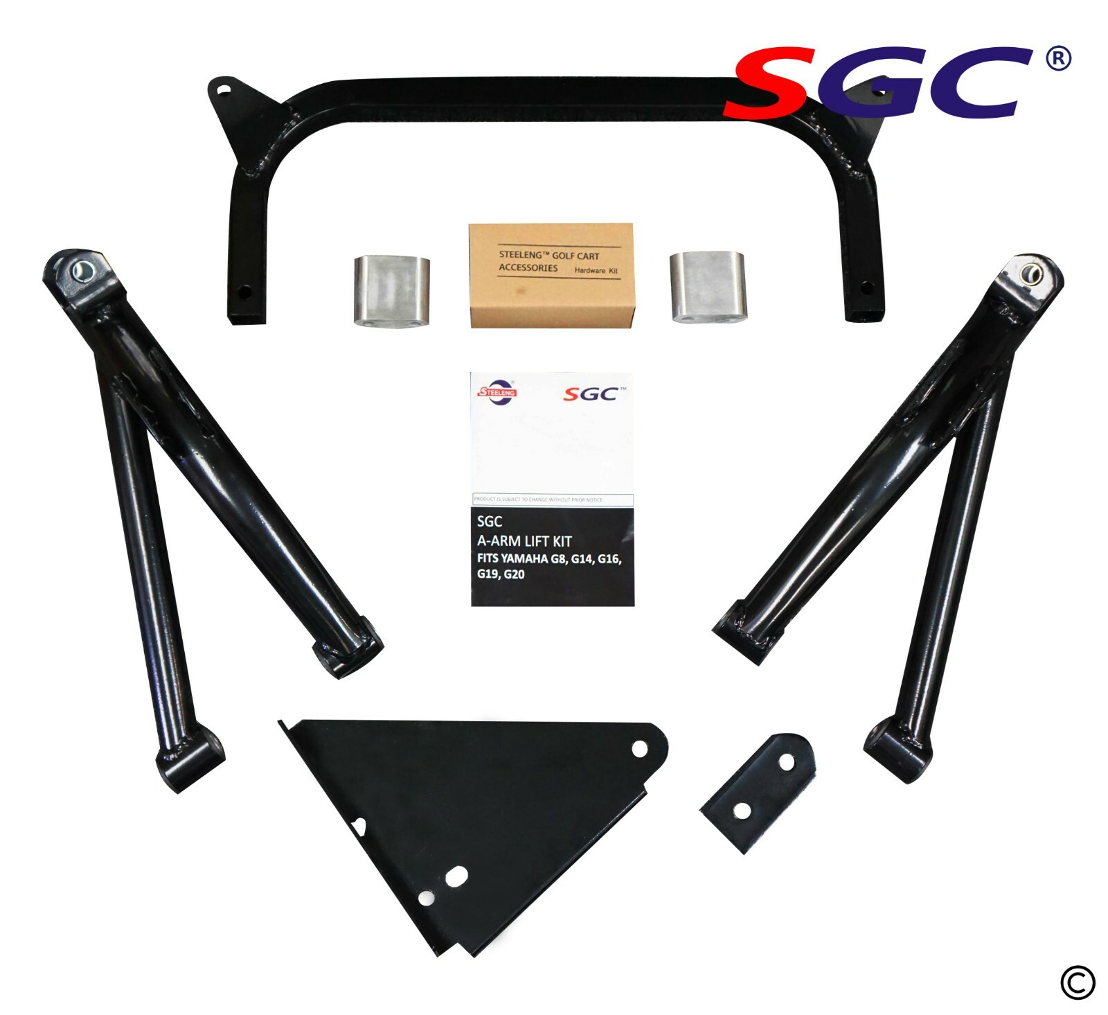 YAMAHA GOLF CART G8/G14/G16/G19/G20 6″ LIFT KIT + 12″ WHEELS and 23″ A/T TIRES