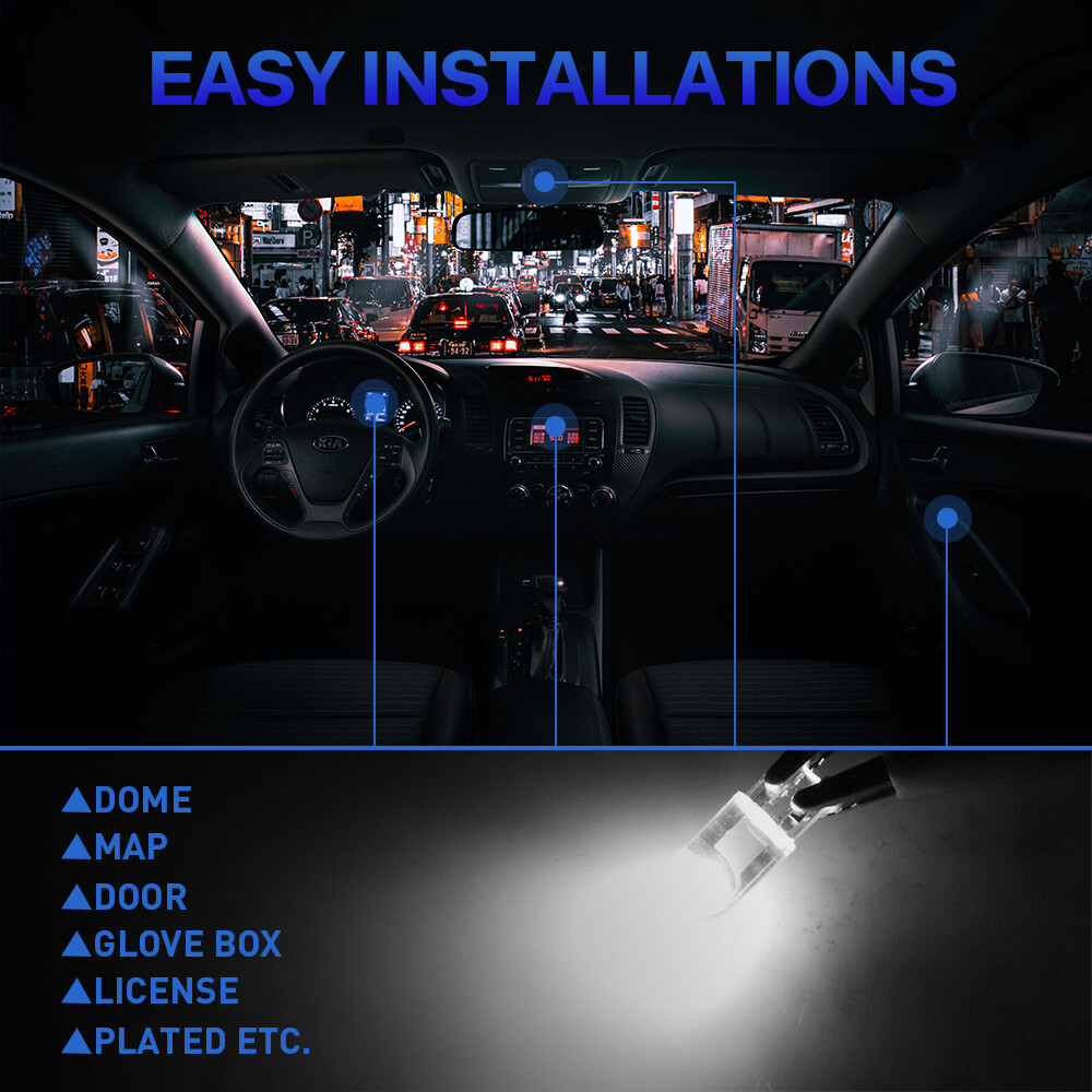 30X T10 W5W 194 168 White LED Car Interior Light Bulb License Plate Reading Lamp