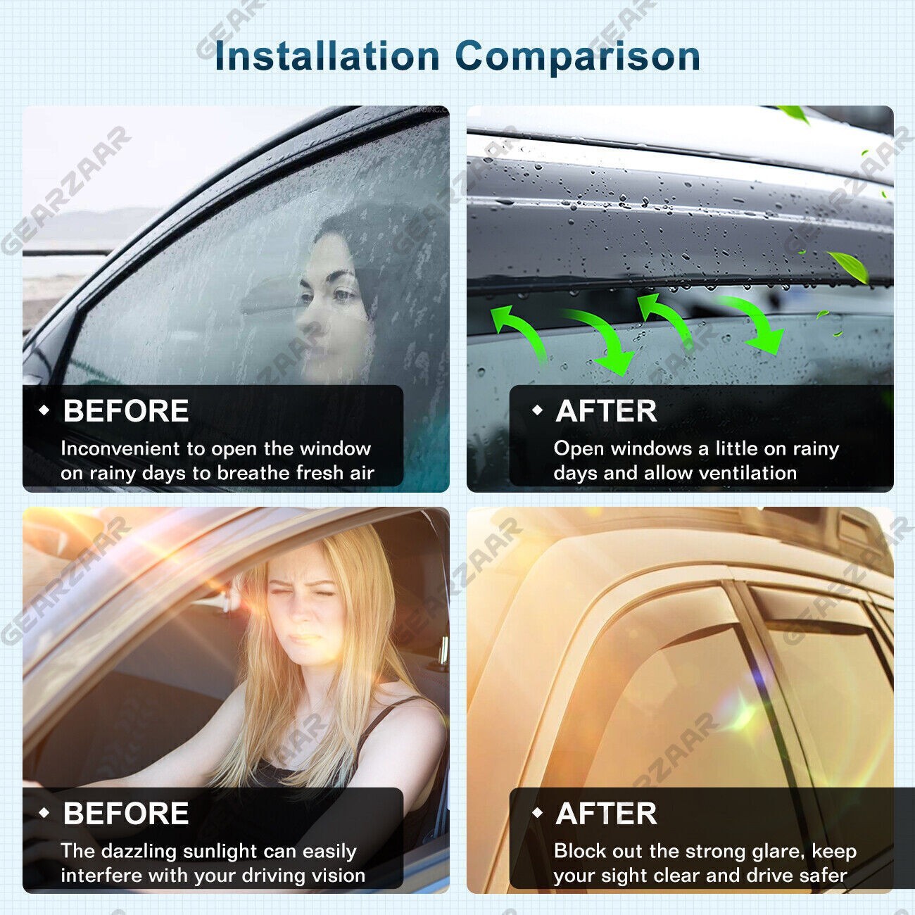 For 2019-2024 Nissan Altima JDM 3D Wavy Mugen Style Window Visor Sun Rain Guards
